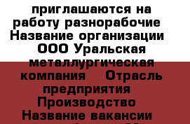 приглашаются на работу разнорабочие › Название организации ­ ООО“Уральская металлургическая компания“ › Отрасль предприятия ­ Производство › Название вакансии ­ разнорабочий › Место работы ­ Деревенская переправа 17 › Минимальный оклад ­ 20 000 › Максимальный оклад ­ 40 000 - Башкортостан респ., Уфимский р-н, Уфа г. Работа » Вакансии   